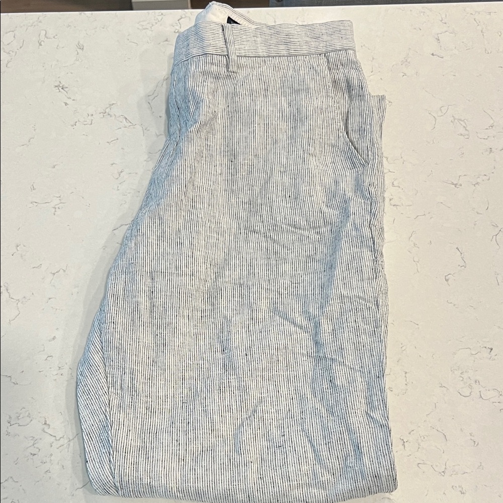 J. Crew Blue Striped Linen Pants